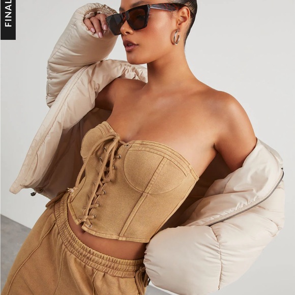 Casual Chic Tan Corset and Pants Two-Piece Set - Picture 3 of 6